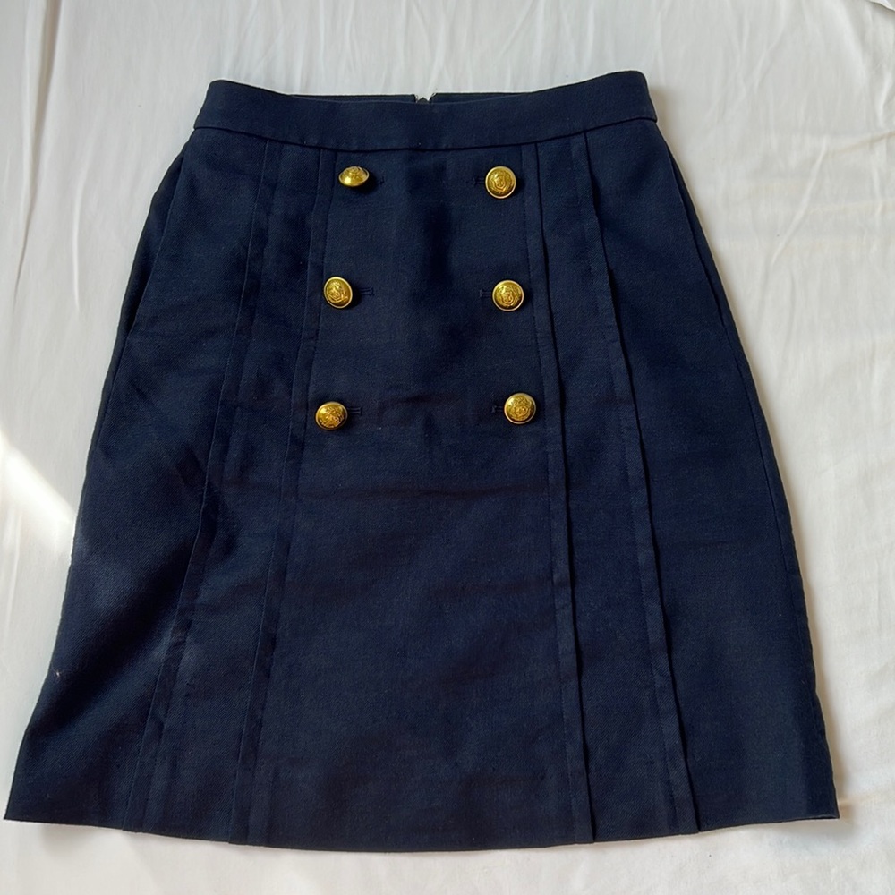 Navy linen a line skirt